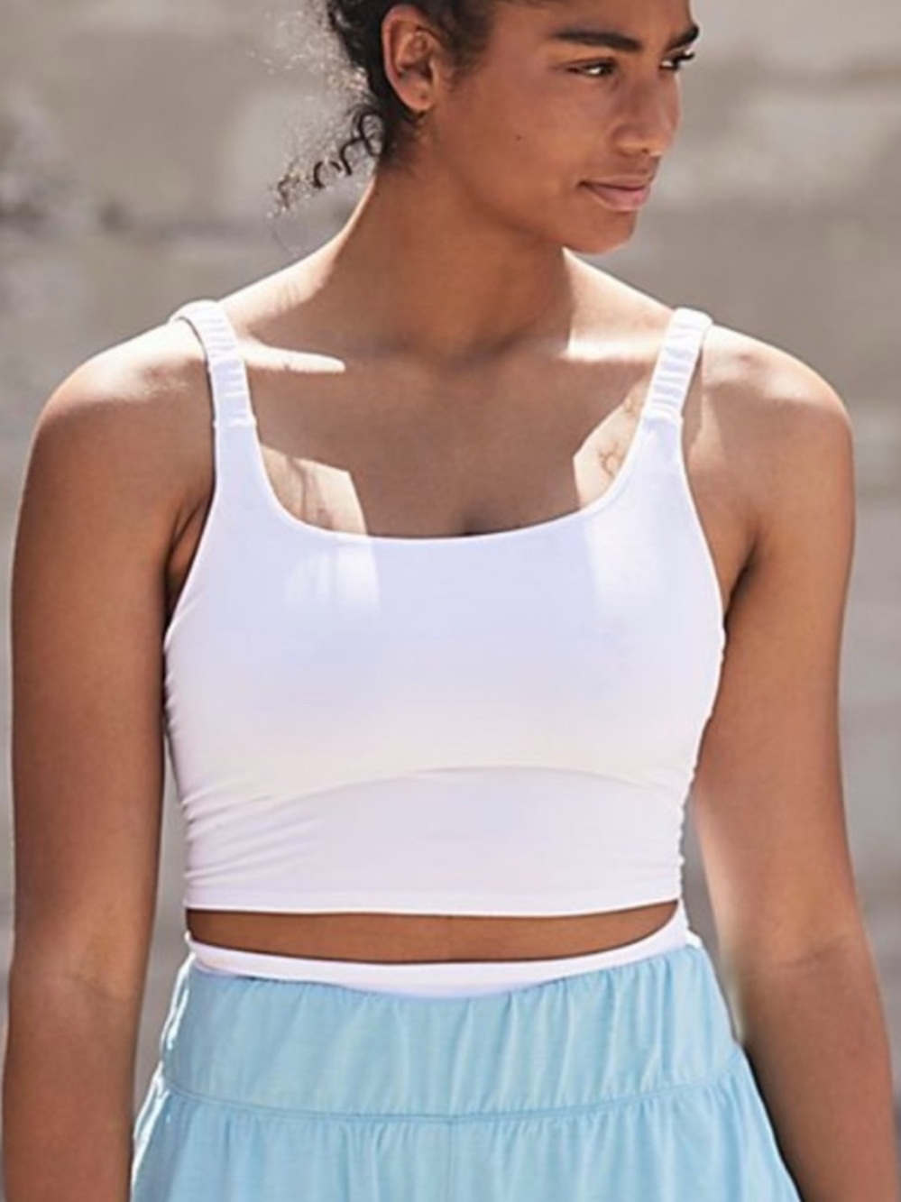 FP Movement by Free People White Square-Neck Post Up Crop Tank GUC Size Large